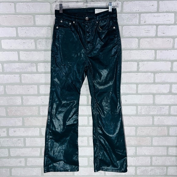 Rag & Bone Casey High Rise Ankle Flare Jeans in Coated Pine Grove Size 27 - Picture 5 of 12
